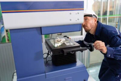 An Engineer Using A Laser Cutting Machine An Engineer Using A Laser Cutting Machine