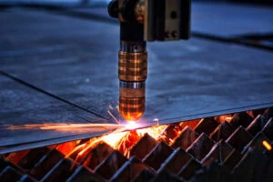Close Up Of Laser Cutting Machine And It Is Cutting Steel Close Up Of Laser Cutting Machine And It Is Cutting Steel